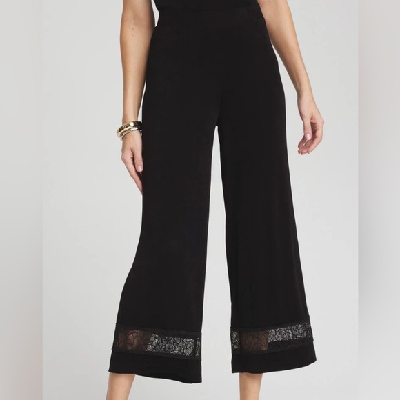 Chico's Travelers Macrame Crop Pants
Women Size M Black Pull On Wide
Leg - Picture 1 of 8